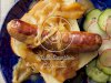 Open-Faced Bratwurst Sandwiches with Beer Gravy
