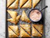Nacho Triangles with Salsa-Ranch Dipping Sauce