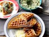 Whole Wheat Waffles with Chicken & Spinach Sauce