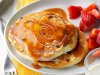 Chocolate Chip Pancakes with Cinnamon Honey Syrup