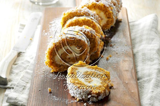 Walnut Pumpkin Cake Roll