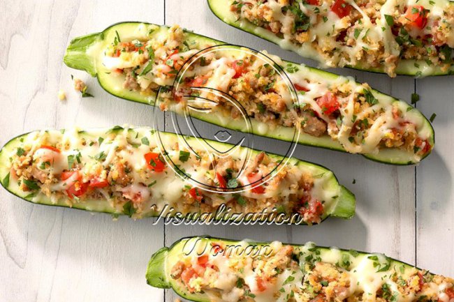 Italian Sausage-Stuffed Zucchini