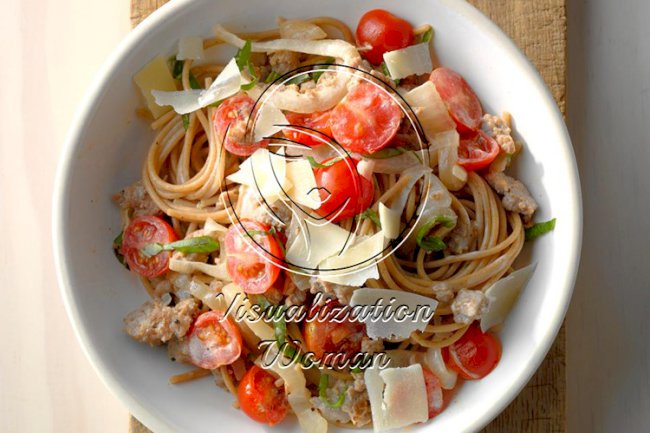 Sweet Onion & Sausage Spaghetti