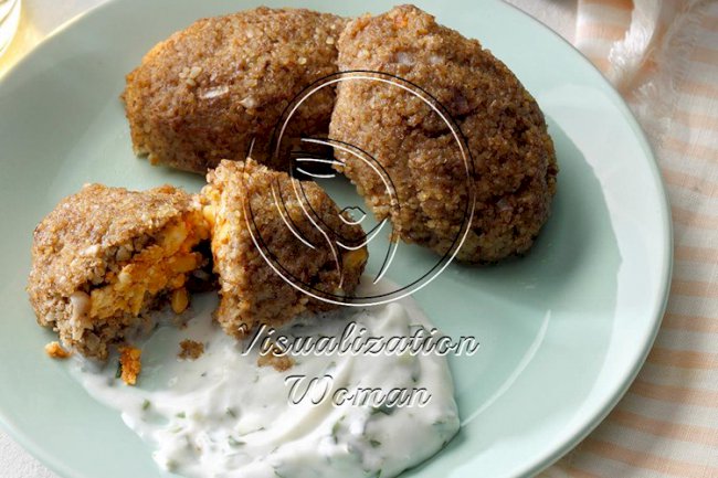Feta-Stuffed Kibbeh with Harissa