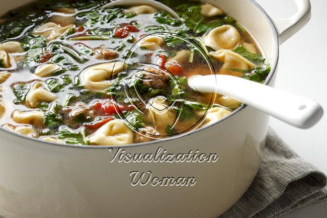 Spicy Sausage Soup with Tortellini