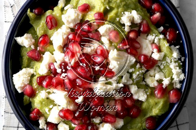 Pomegranate Guacamole with Feta Cheese
