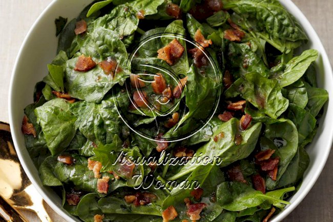 Hearty Spinach Salad with Hot Bacon Dressing