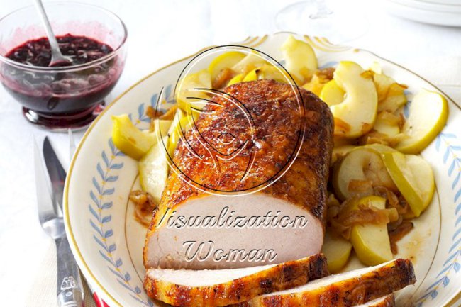 Apple Roasted Pork with Cherry Balsamic Glaze