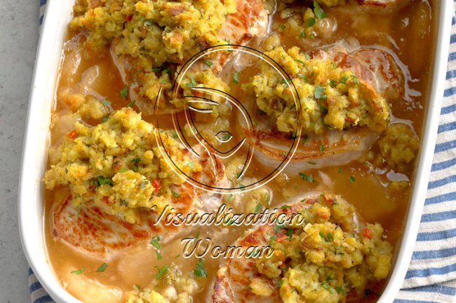 Pork Chops with Apples and Stuffing