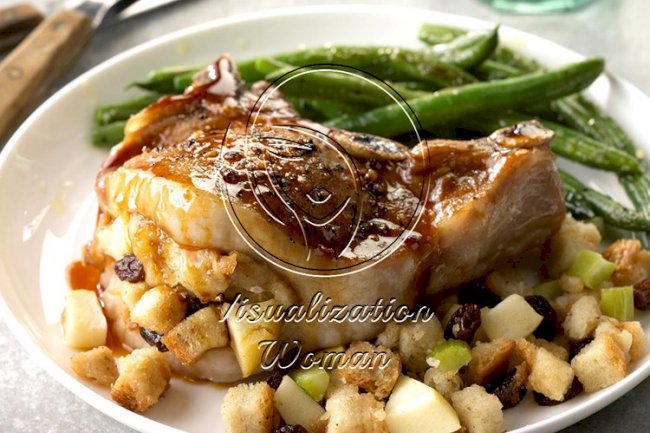 Apple-Glazed Stuffed Pork Chops