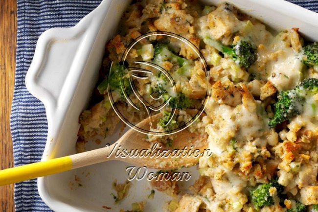 Chicken and Swiss Stuffing Bake