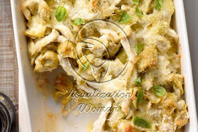 Warm Chicken Tortellini Au Gratin