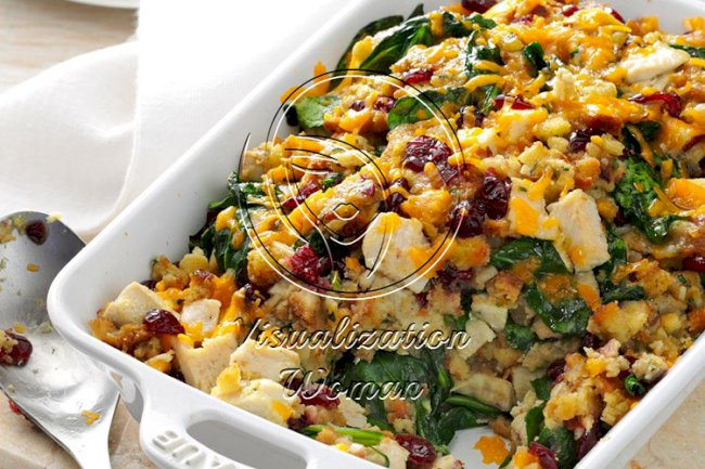 Turkey & Spinach Stuffing Casserole
