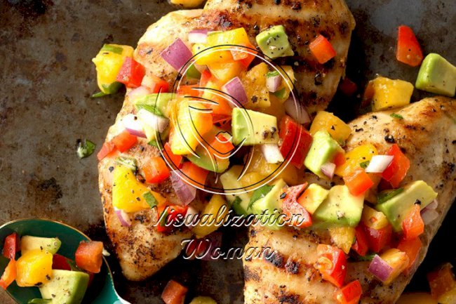 Chicken with Peach-Avocado Salsa