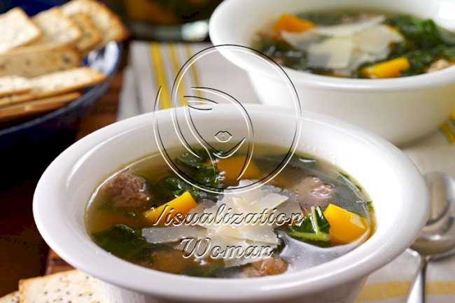 Turkey Sausage, Butternut Squash & Kale Soup