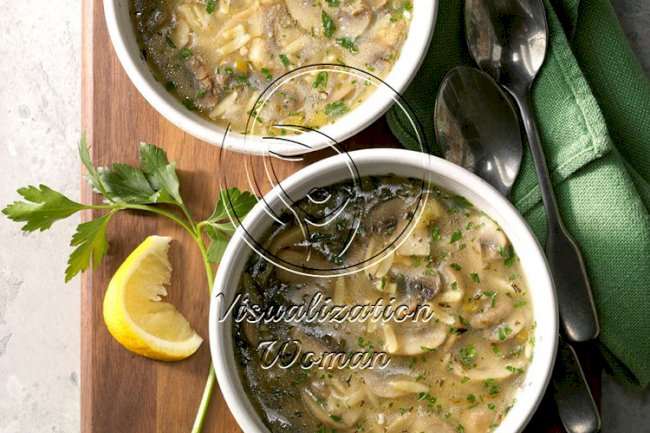 Lemony Mushroom-Orzo Soup for Two