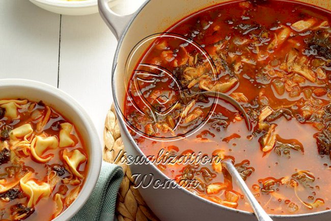 Chicken & Broccoli Rabe Soup with Tortellini