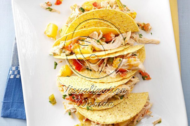 Pressure Cooker Mango-Pineapple Chicken Tacos