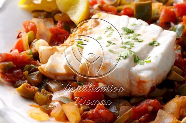 Pressure-Cooker Tomato-Poached Halibut