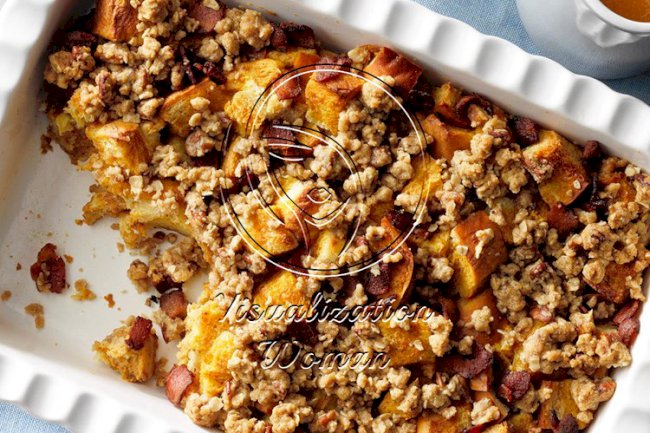 Pumpkin French Toast with Bacon Maple Syrup