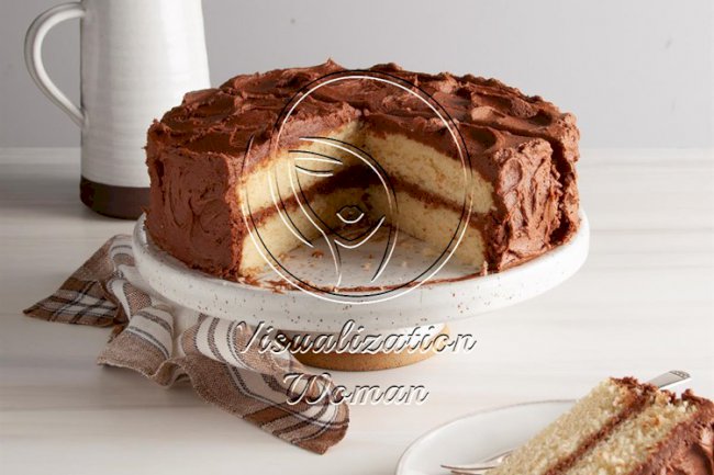 Layered Yellow Cake with Chocolate Buttercream