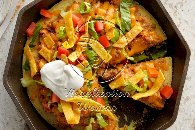 Taco Skillet Pizza with Cornbread Crust