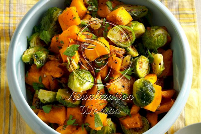 Roasted Pumpkin and Brussels Sprouts