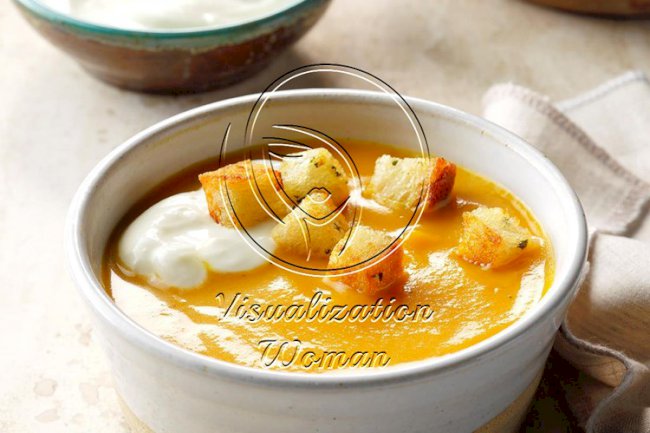 Pumpkin Soup with Sourdough Sage Croutons