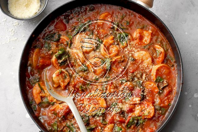 Spinach and Shrimp Fra Diavolo