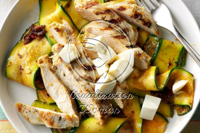 Garlic-Grilled Chicken with Pesto Zucchini Ribbons
