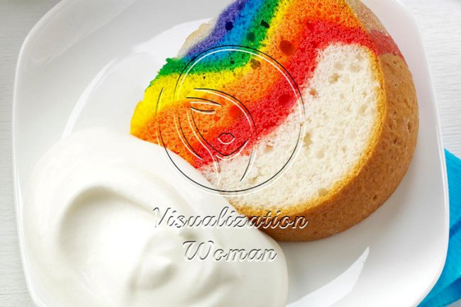 Rainbow Cake with Clouds