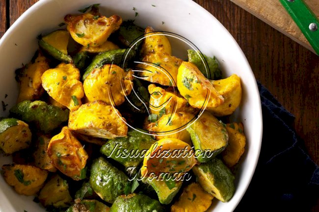 Garlic-Herb Fried Patty Pan Squash