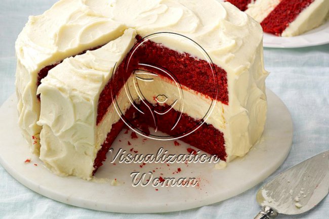 Cheesecake Layered Red Velvet Cake