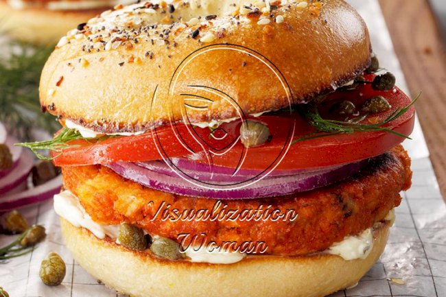 Salmon Croquette Sandwich