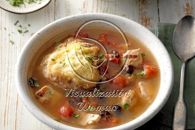 Chipotle Chicken Soup with Cornmeal Dumplings