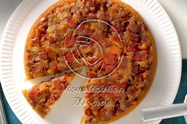 Homemade Rhubarb Upside-Down Cake