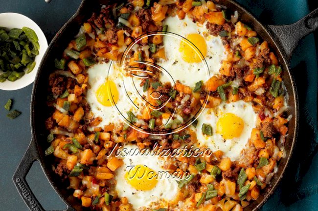 Loaded Huevos Rancheros with Roasted Poblano Peppers