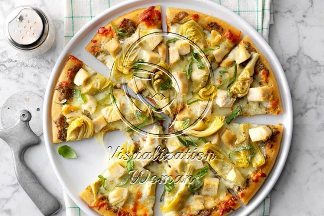 Artichoke Chicken Pesto Pizza