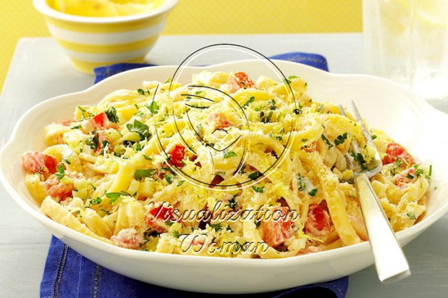 Lemon-Garlic Cream Fettuccine