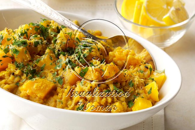 Golden Beet Curry Risotto with Crispy Beet Greens