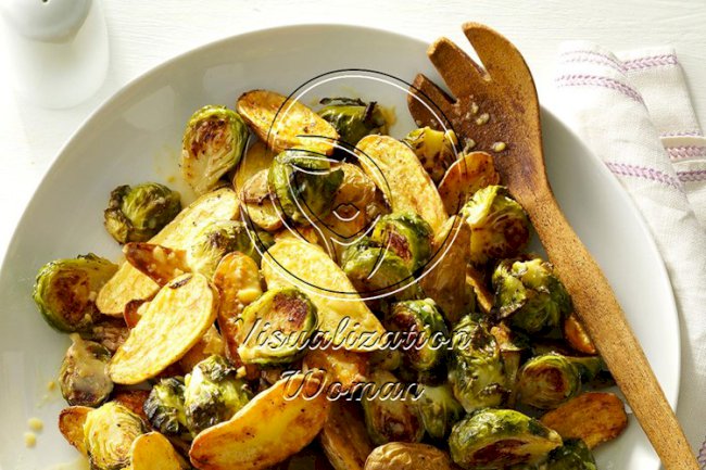 Lemon Roasted Fingerlings and Brussels Sprouts
