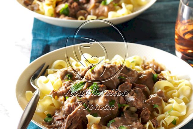 Creamy Celery Beef Stroganoff