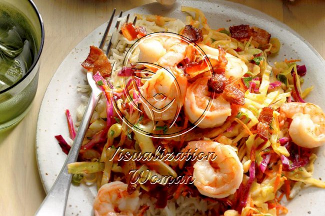 Shrimp with Warm German-Style Coleslaw