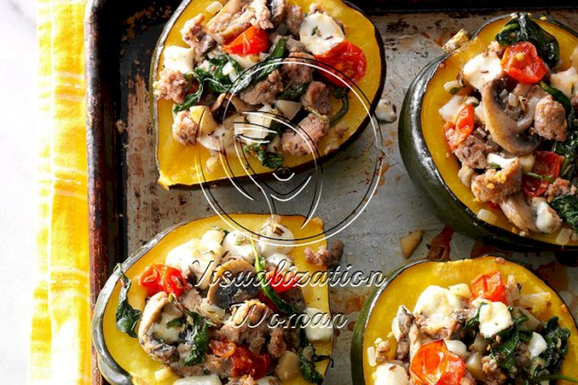 Turkey Sausage-Stuffed Acorn Squash