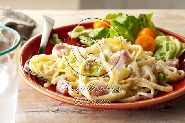 Linguine with Ham & Swiss Cheese