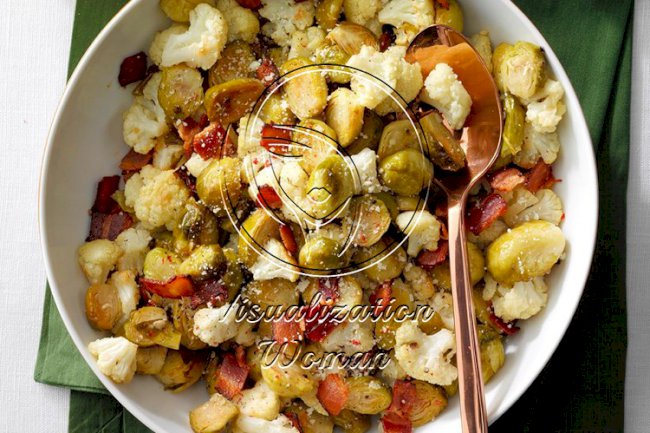 Roasted Brussels Sprouts & Cauliflower