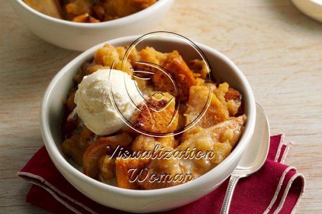 Toffee-Pear Crisp Bread Pudding