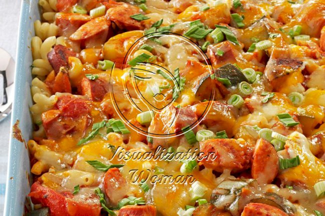 Three-Cheese Kielbasa Bake