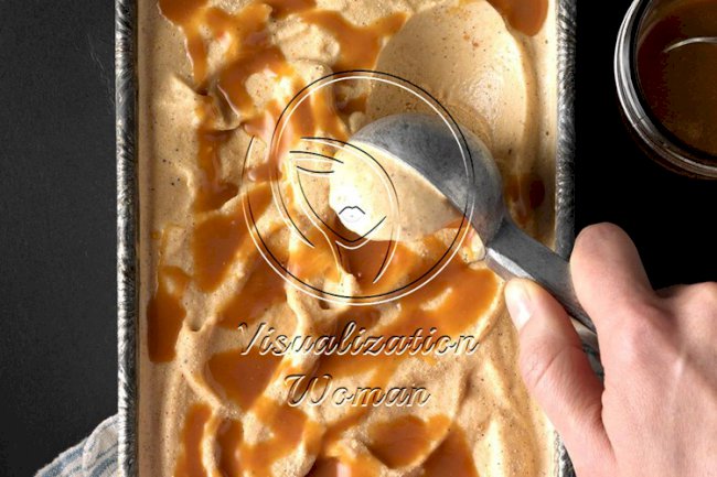Pumpkin Pie Ice Cream with Salted Caramel Sauce