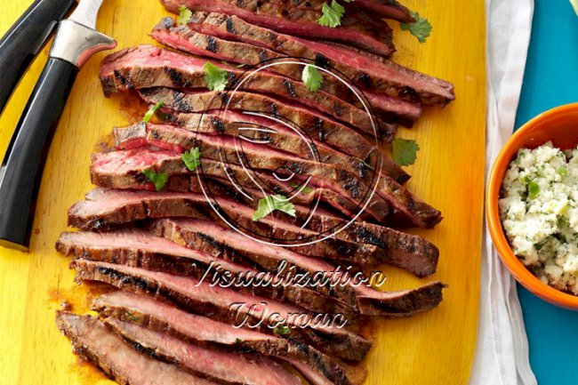 Flank Steak with Cilantro & Blue Cheese Butter